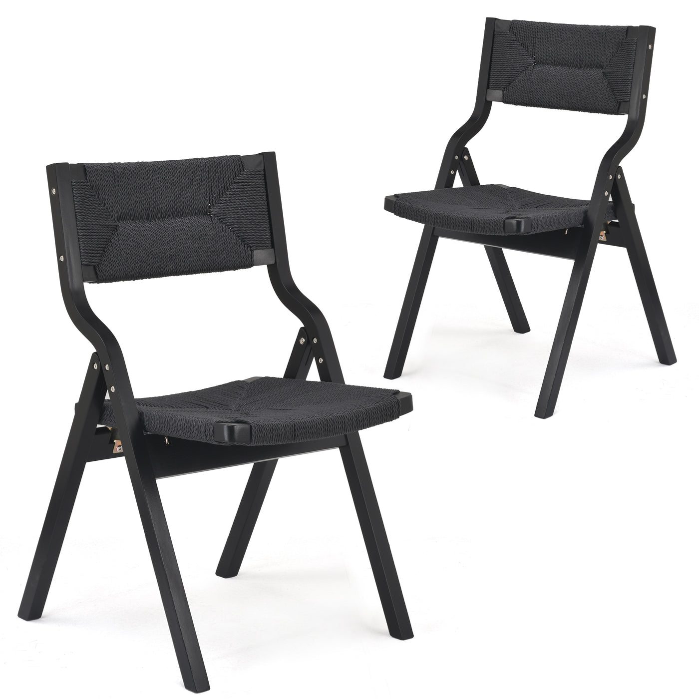 Wooden Folding Dining Chairs Set of 2 Stackable Kitchen