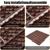12" Interlocking Patio Deck Tiles Red Brown Polypropylene DIY