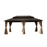 12' X 18' Hardtop Aluminum Gazebo with Double Roof, Brown
