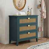3 Drawer Cabinet, Natural rattan, American Furniture, Suitable for bedroom
