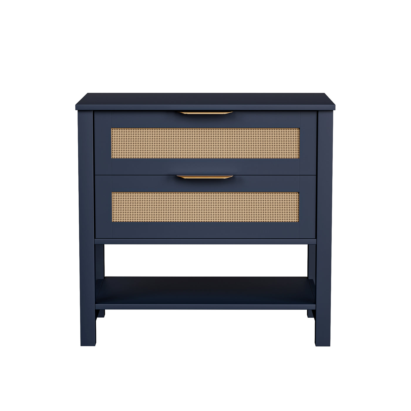 Rattan Nightstand 2 Drawer Boho Bedside Table