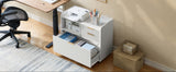 Mobile Office File Cabinet with Charging Station & Multi Drawers, Open Storage C