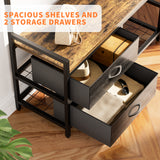 33.1" Wide Hall Tree with 2 Movable Drawers, Shoe Storage, Shelves
