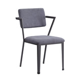Dining Chairs - High Back - Metal & Gray Fabric - Set of 2