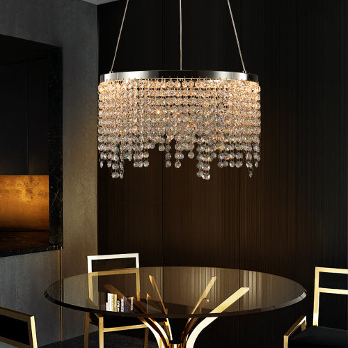 Crystal LED Chandelier 16" - Chrome, Adjustable 3000K-6000K