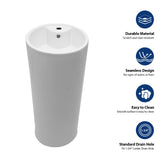 15" Classic White Ceramic Pedestal Sink Bathroom Sink Basin