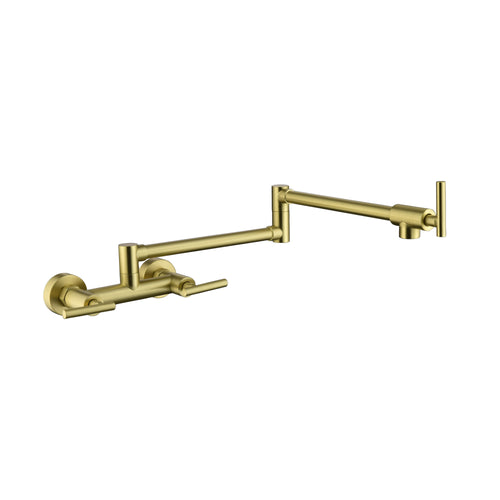 Brass Pot Filler Faucet Wall Mount 3 Handle Swing Arm Kitchen
