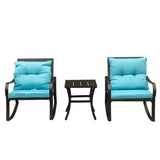 Metal 2-Person Outdoor Patio Rocking Seating Group with Cushions, Blue