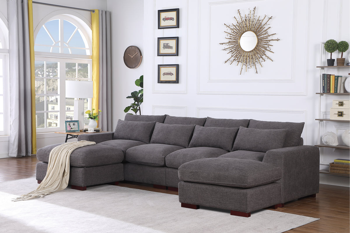 Linen Sofa Dark Gray 64"