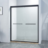 Double Sliding Shower Door 56-60"W x 75"H Matte Black Tempered Glass