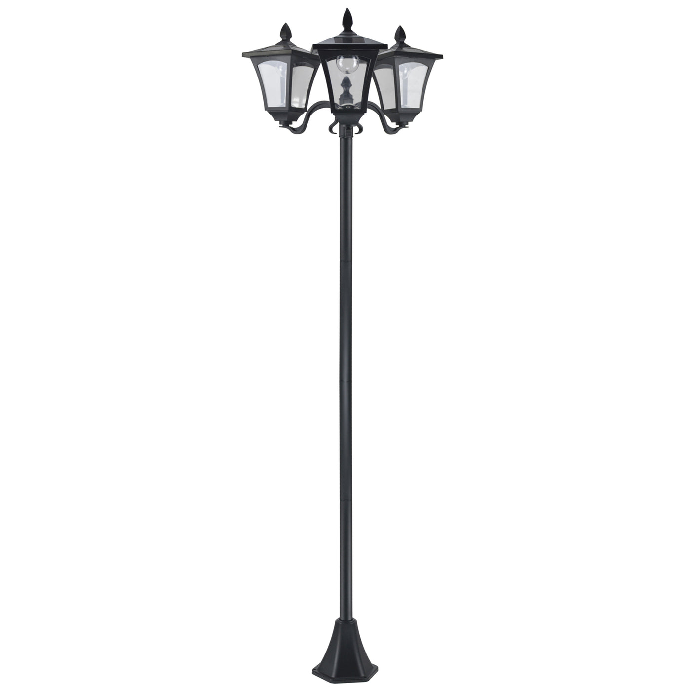 Outsunny 72" Solar Triple-Head Street Lamp Post Waterproof