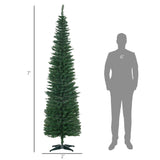 HOMCOM 7' Artificial Pencil Christmas Tree, Slim Xmas Tree with 499 Realistic Br