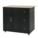 Mobile Kitchen Cart with Storage, 39.76'' Rolling Kitchen Island with 2 Doors