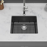Quartz Kitchen Sink - 21" x 18" x 9.65" Black granite composite undermount bar