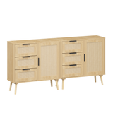 Modern Rattan Wood Dresser Wood Storage Cabinet Sideboard for Bedroom