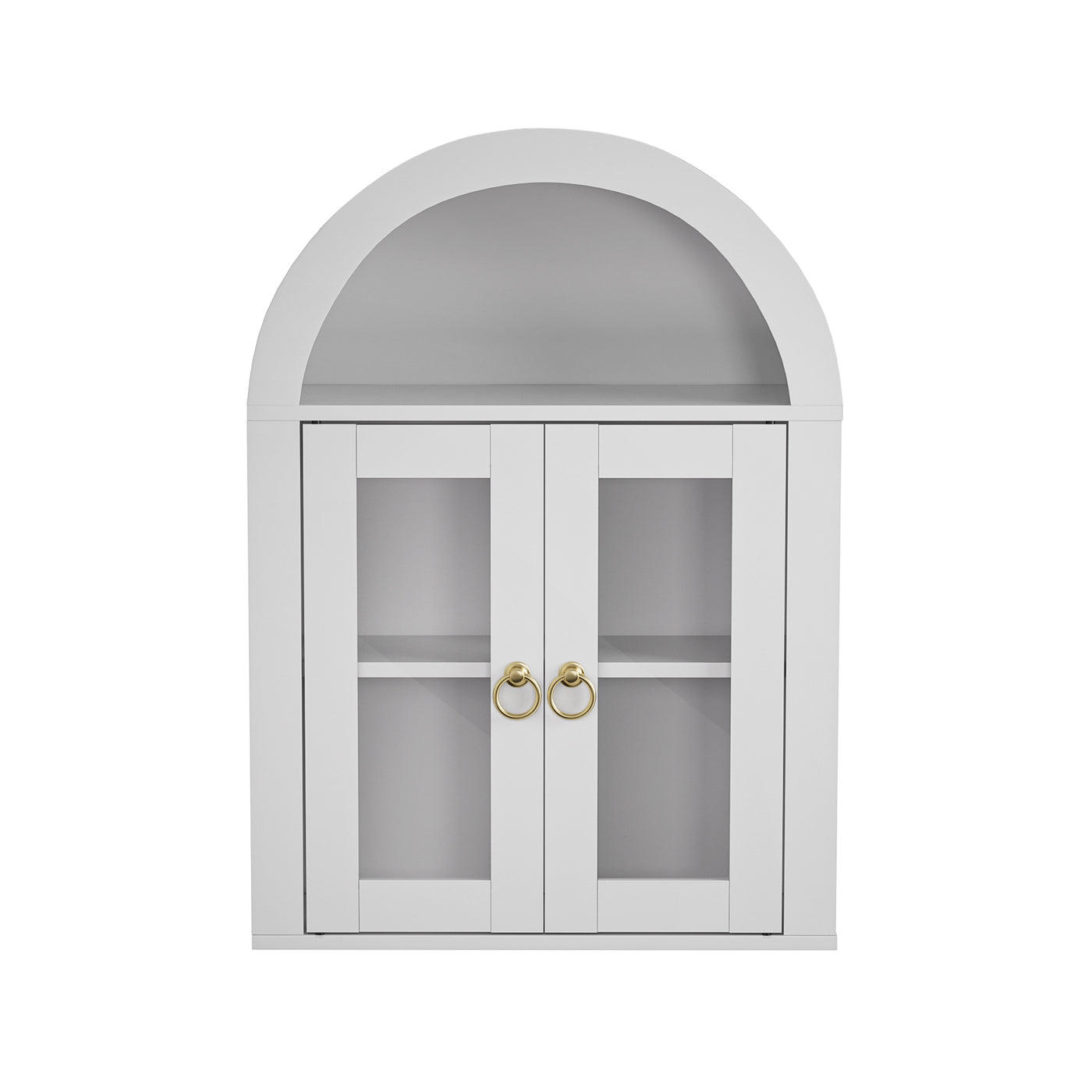 Wall Mounted Arched Glass Door Cabinet with Light