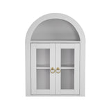 Wall Mounted Arched Glass Door Cabinet with Light