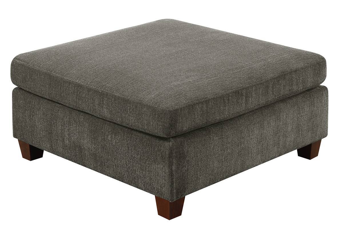 Grey Chenille Fabric Cocktail Ottoman Cushion