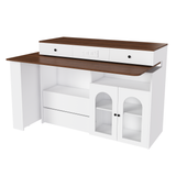 Kitchen Island with Extendable & Rotating Table, MDF with Walnut Veneer Retro De