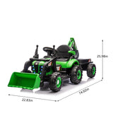 24V Kids Ride-On Electric Tractor Toy with 4-in-1 Construction Attachments (Exca