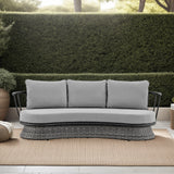 Outdoor Sofa Wicker Aluminum Black Gray Cushions 91in All Weather