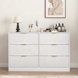 6-Drawer Engineered Wood Dresser White 47"