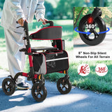 Walkers for Seniors, Rollator Walker with Seat, 350 lb Weight Capacity