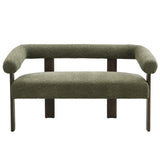 Round armrest loveseat(Green+Brown)
