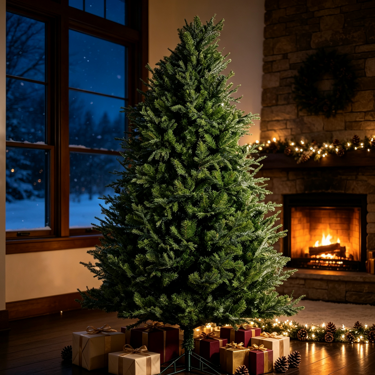 7 FT Realistic PE/PVC Hybrid Christmas Tree with Fresh Pine Scent, 51.96' Full S