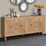 Carved Flower Door Large Storage Cabinet With Metal Handle Suitable For Living R