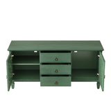 Farmhouse TV Stand with Hollow Carved Doors, Vintage Sideboard Buffet Storage Ca