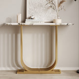 Engineered Wood Console Table White/Gold