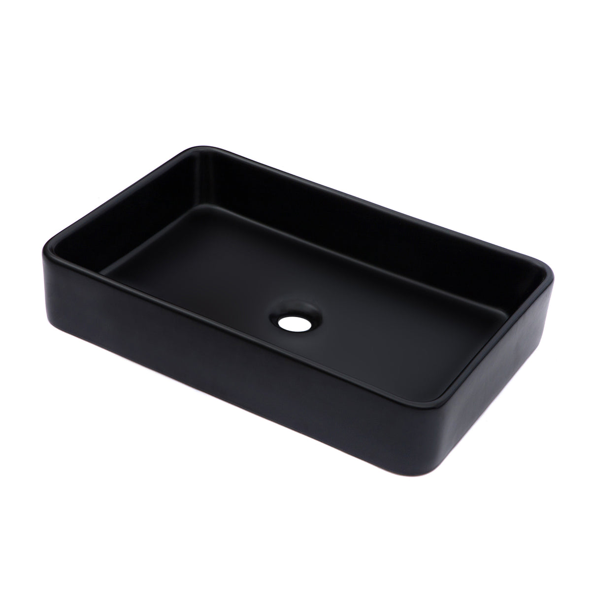 Modern European Style Black Ceramic Rectangular Vessel Bathroom Sink 24x16 Inche