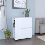 Glasgow Bar Cart with Two Door Cabinets and Open Shelves