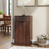 Walnut Woodgrain Tilt-Out Trash Can Cabinet Wave Drawer