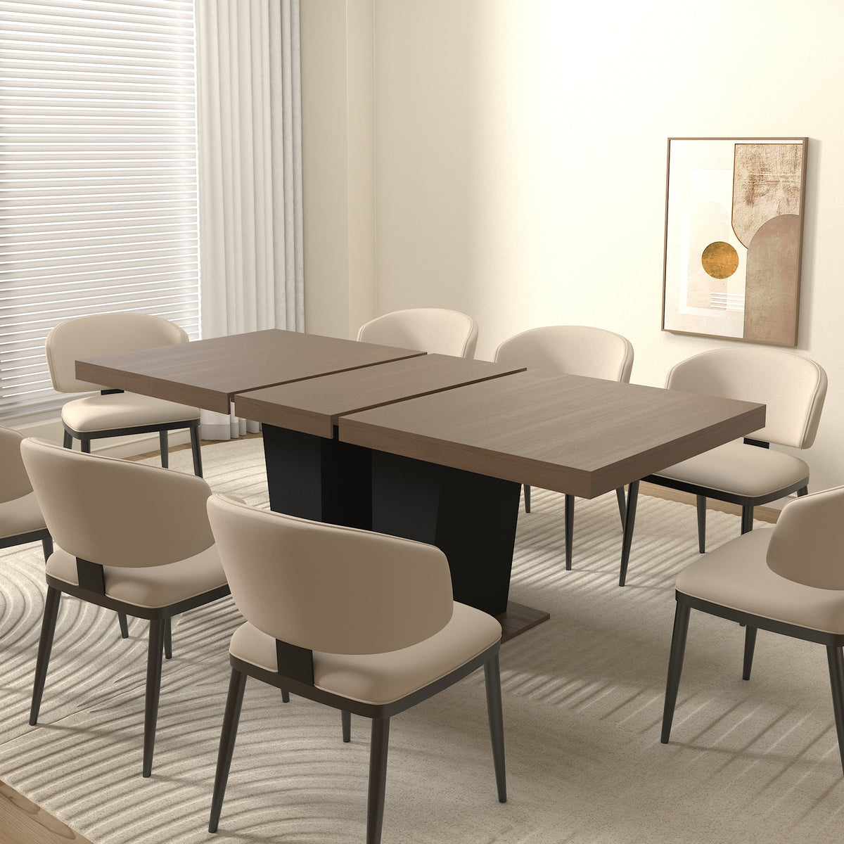 Engineered Wood Dining Table Extendable Beige/Brown 79"
