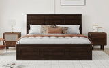 Queen Pine Platform Bed Brown