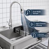 Utility Sink with Faucet, Stainless Steel, Single Bowl with a Storage Drawer