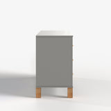 6-Drawer Double Dresser in Gray, Modern Storage Cabinet with Metal Handles & Sol
