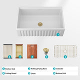 33 x 20 x 10 inch White Farmhouse Sink Workstation