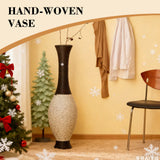 Hand-Woven PVC Rattan Look Floor Vase, 39.37 Inch Tall Decorative Vase