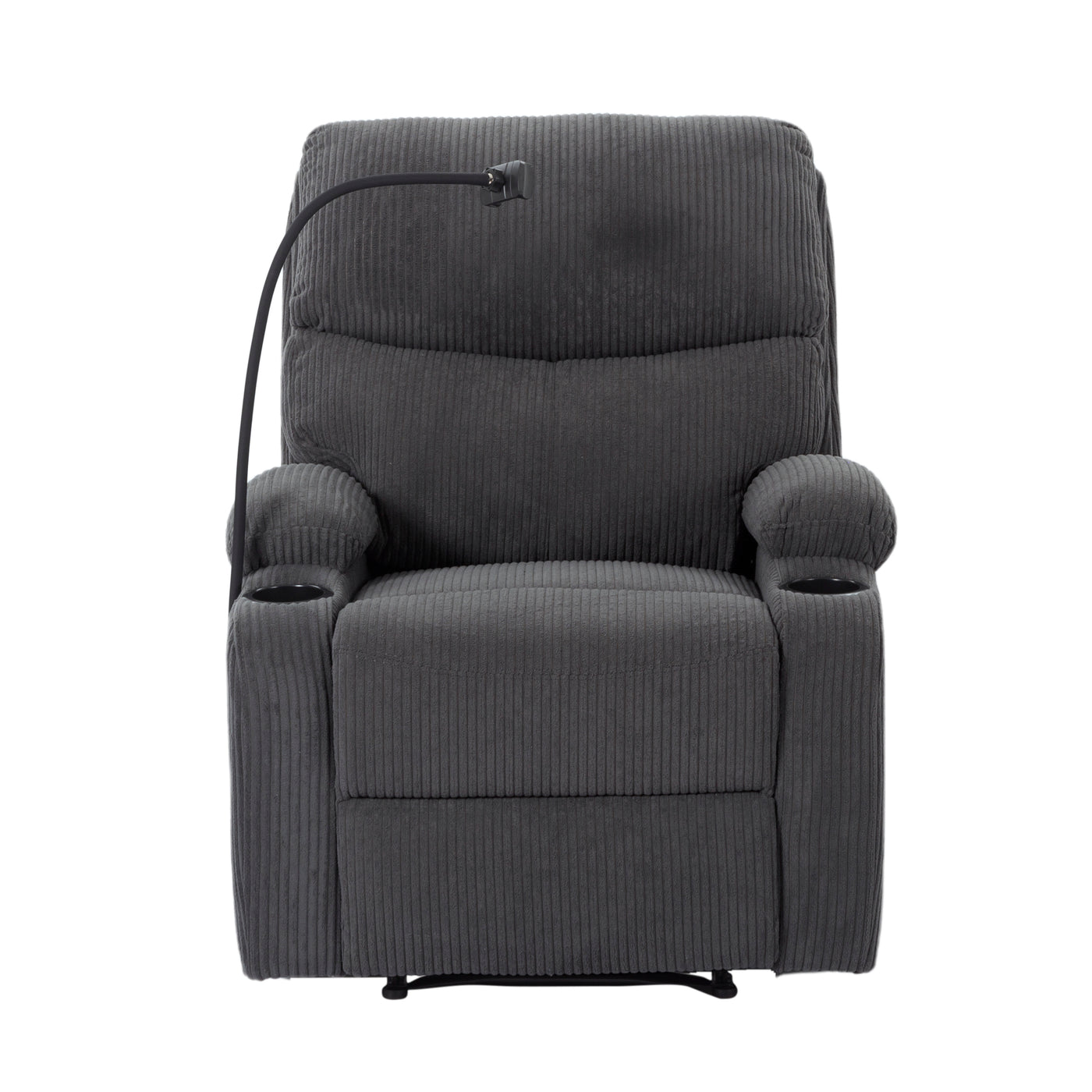 Adjustable Manual Recliner Chair with Cup Holders Dark Gray