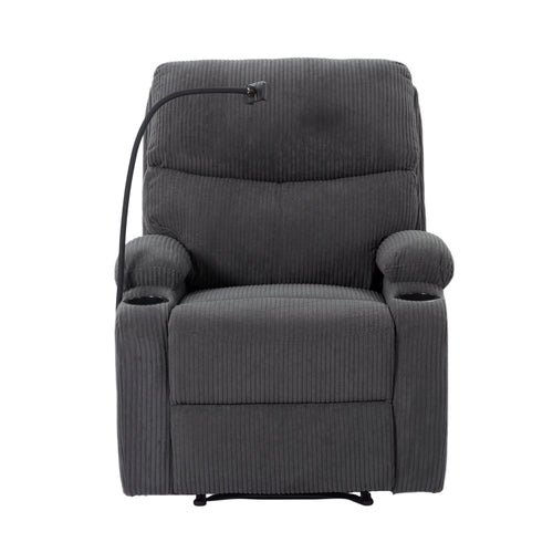 Adjustable Manual Recliner Chair with Cup Holders Dark Gray