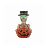 Halloween Skeleton Figurine with Pumpkin Candy Bowl & Candle Holder, Spooky Tabl