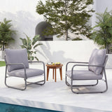 Outdoor Aluminum Frame Patio Armchair, Single Sofa Chair with Removable Water Resistant Cushion(Set of 2)