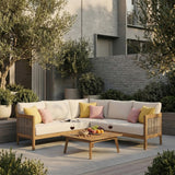 Outdoor Conversation Set Acacia Wood PE Wicker 4 Piece