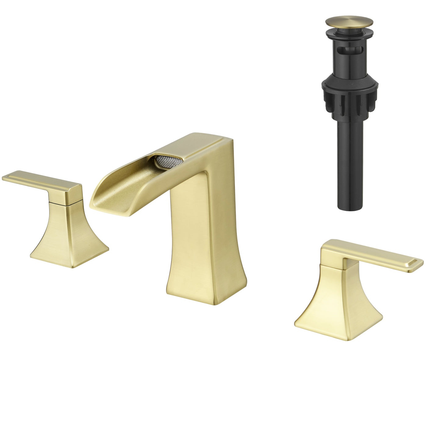 8 Inch Widespread Nickel Gold Bathroom Sink Faucet Double Lever