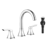 Chrome 8" Widespread Bathroom Sink Faucet Double Lever Pop-Up