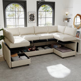 Chenille Loveseat with Storage Beige 68"