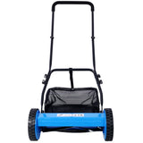 16-Inch 5-Blade Push Reel Lawn Mower with Grass Catcher, BLUE COLOR